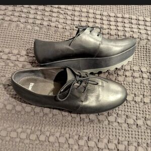 Leather platform oxfords